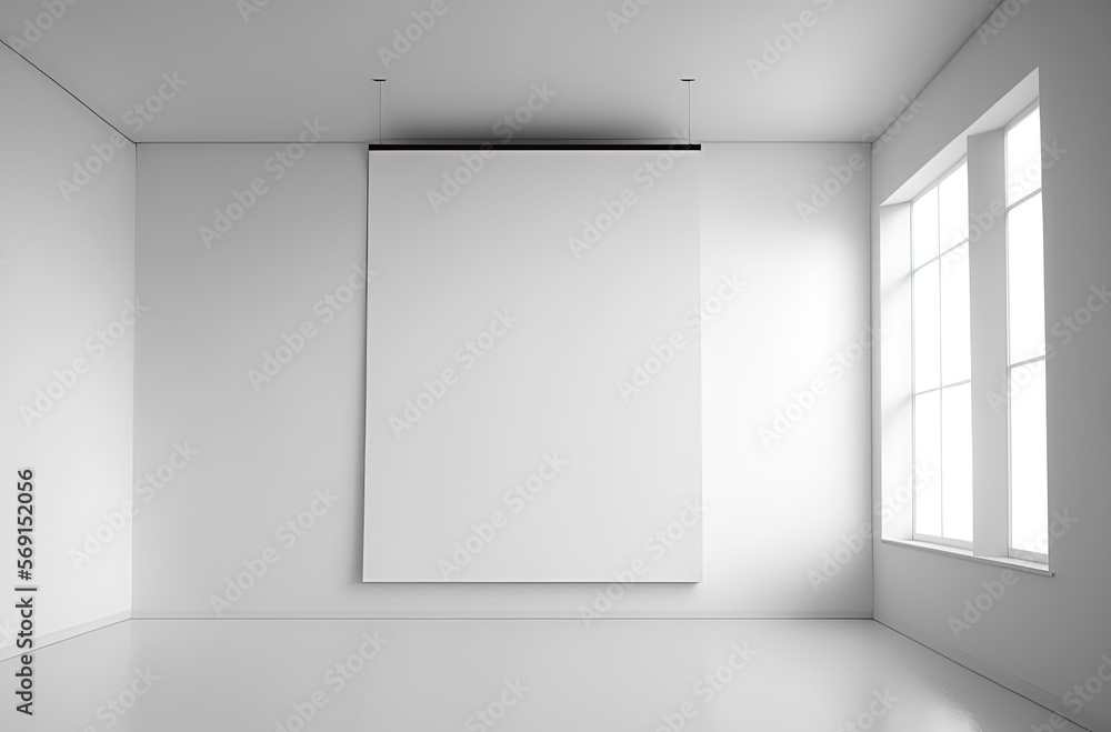 Blank banner, hang, white room. Generative AI.
Blank banner, hang, white room. Generative AI.