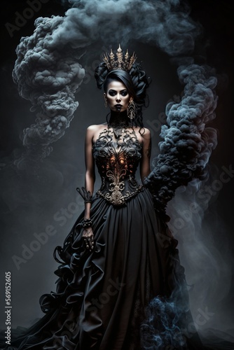 Queen of Darkness. Gothic Lady. Designed using generative ai.  © XtravaganT