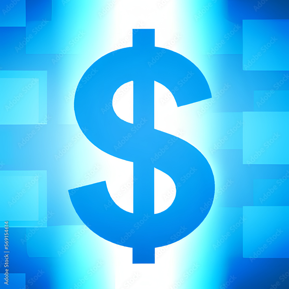 Obraz premium dollar symbol on blue light.AI