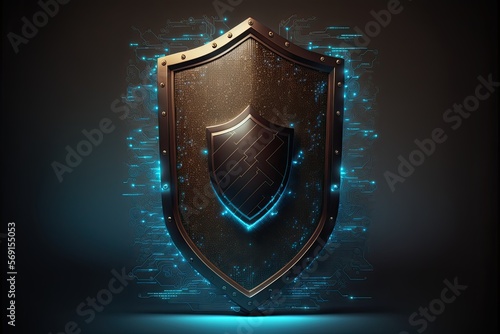 Cyber security shield technology protected data security and data privacy.Generative AI