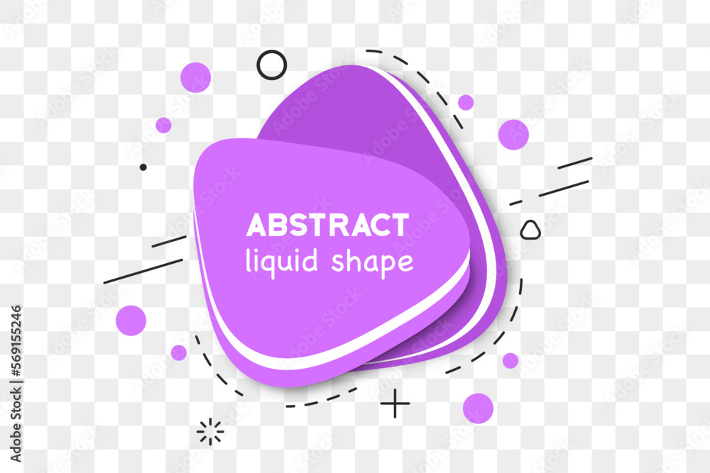 Purple abstract liquid shape with shadow on a transparent background