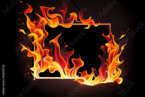 fire frame isolated on black background