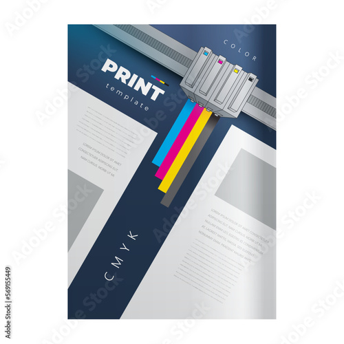 Flyer print theme Cover cmyk lines cartridge prints design template vector
