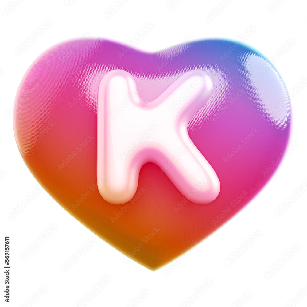 3D Letter K . 3D Heart Gradient With Generative AI 3D Letter K . 3D Heart Gradient With Generative AI