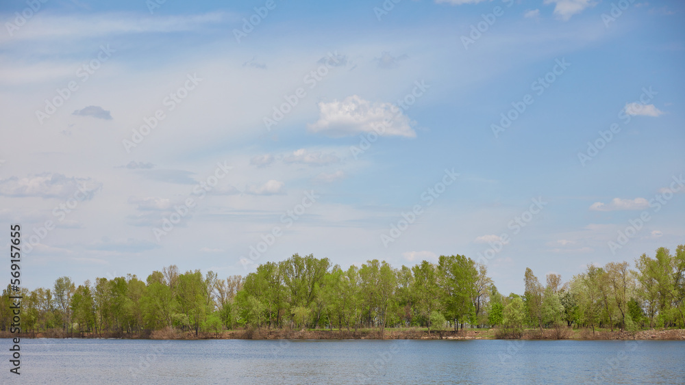 lake in the forest, blue sky and cloud, panorama lake in the forest, blue sky and cloud, panorama