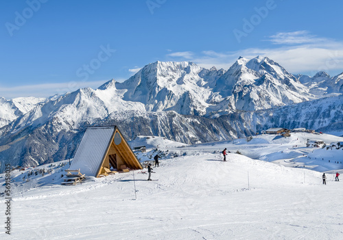 Ski slopes in winter resort Courchevel, France. photo