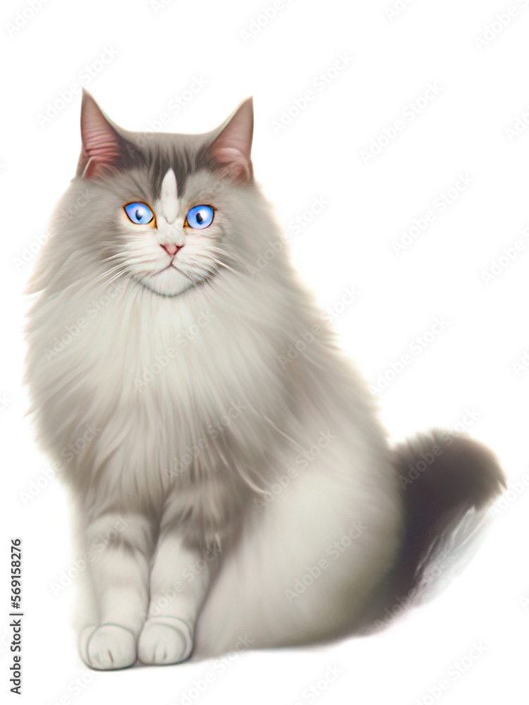 Ragdoll Cat Portrait, Generative AI