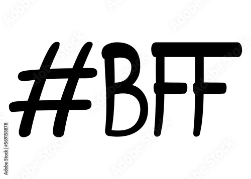 Letras de la palabra BFF con símbolo hashtag. Best friends forever