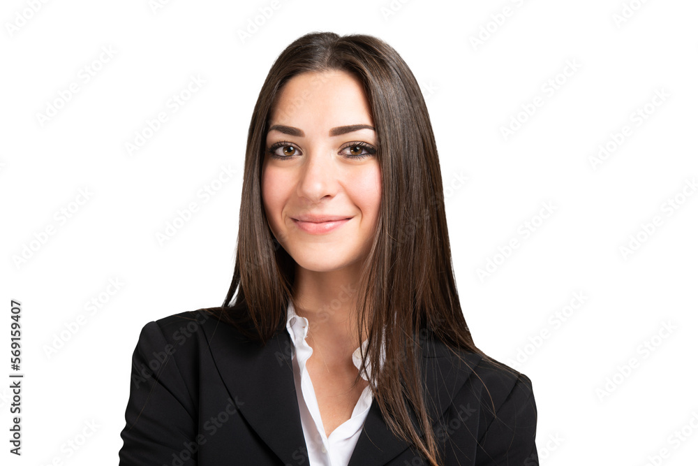 Portrait of a young smiling business woman isolated on white Portrait of a young smiling business woman isolated on white