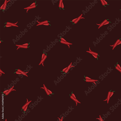two red chili peppers hand drawn. seamless pattern on a red background