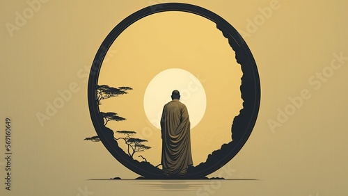 Minimalistic design of peace and meditation, being calm and collected photo