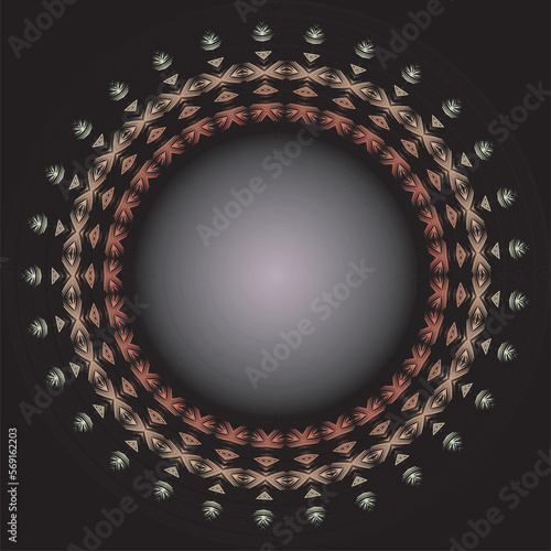 Round frame with a pattern. Vector file for designs.