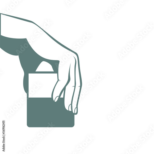 Vector illustration of a hand holding a glass of beer. Beer drinker icon.