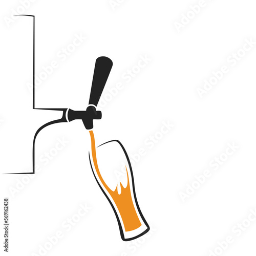 Vector illustration of a hand holding a glass of beer. Beer drinker icon.
