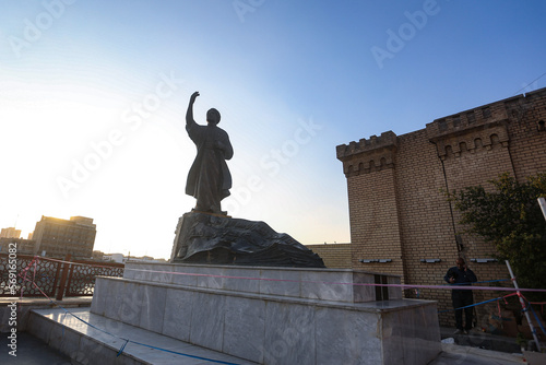 statue of poet Almutanabi in Baghdad Iraq photo