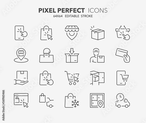 click and collect thin line icons