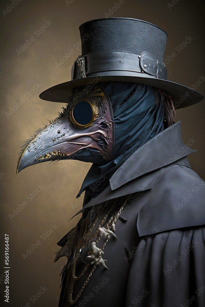 Illustration of a man dressed with a plague doctor mask and costume ...