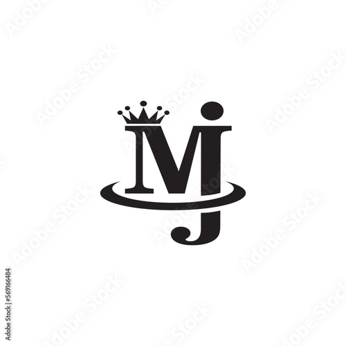 MJ initials logo template company crown vector design