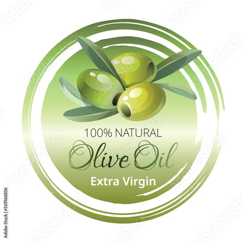 Olive green label template. Design element for olive oil.