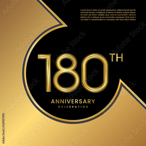 180th Anniversary Celebration. Logo design with gold color numbers for an anniversary celebration event. Logo Vector Templates photo