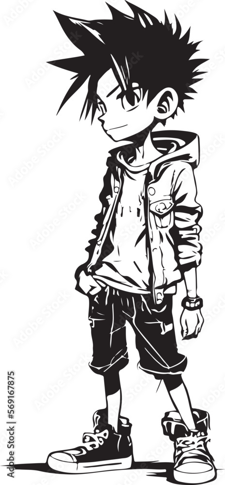Full body illustration of a cartoon cool boy sketch Full body illustration of a cartoon cool boy sketch