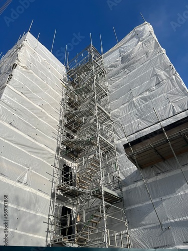 Scaffolding on demolition site 