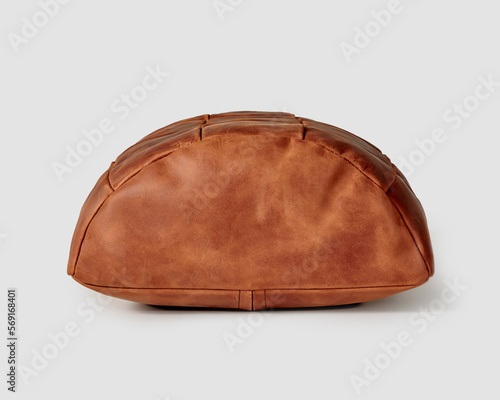 Comfortable semi-cylindrical footrest cushion of genuine terracotta leather