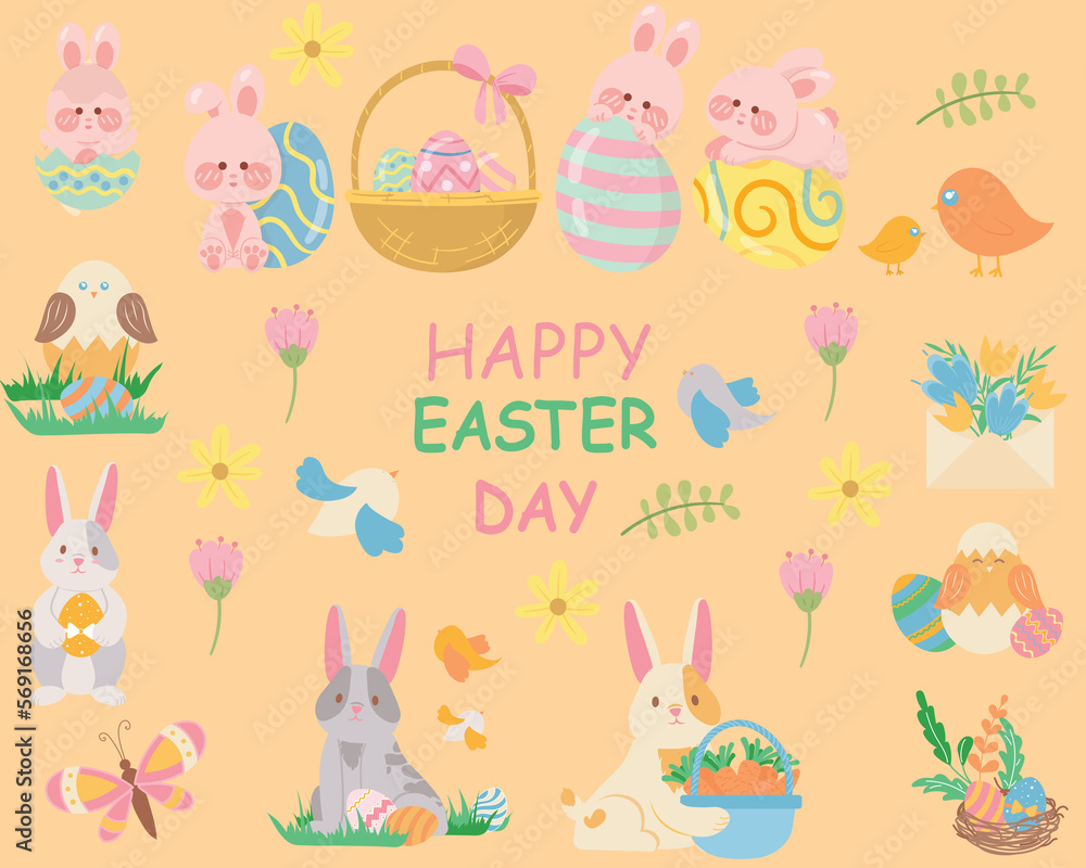 Happy easter set collection illustration Happy easter set collection illustration