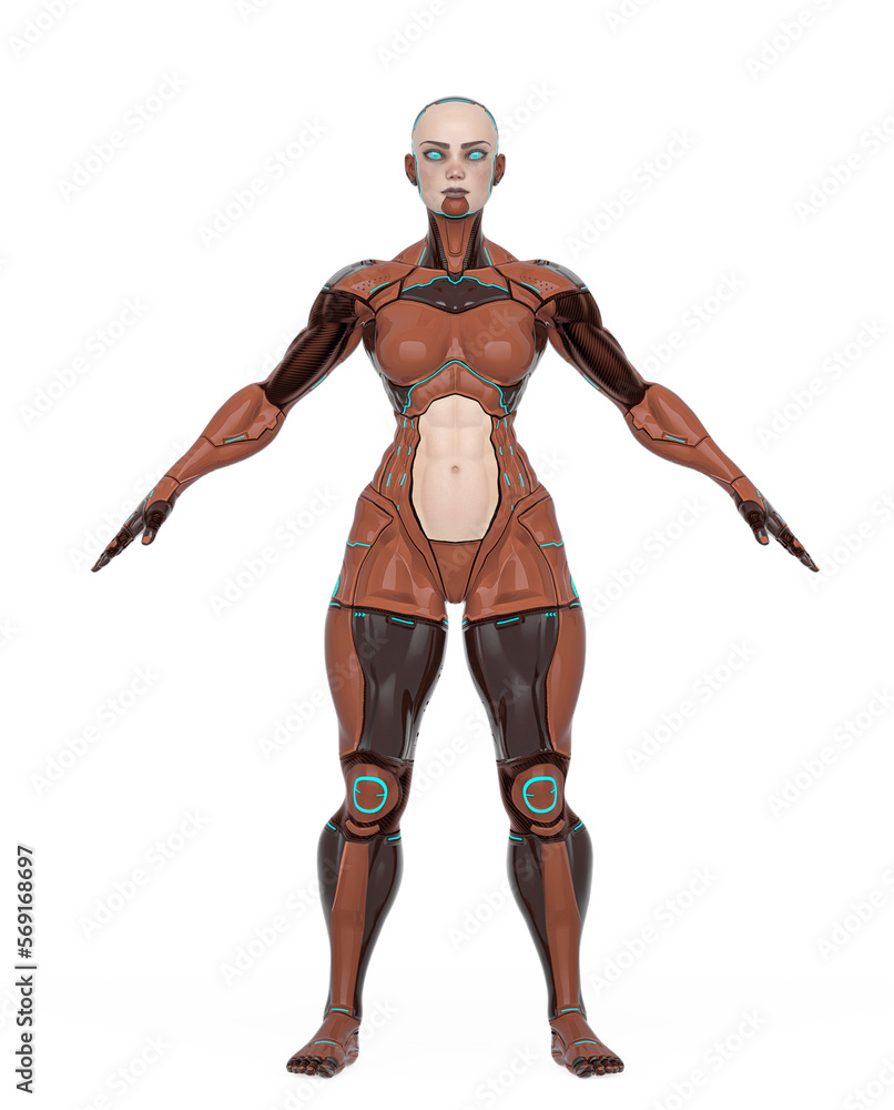 super cyborg girl is doing an a pose super cyborg girl is doing an a pose