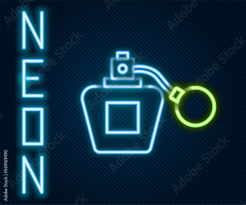 Glowing neon line Perfume icon isolated on black background. Colorful outline concept. Vector