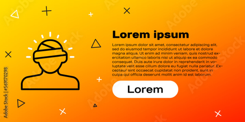 Line Concussion, headache, dizziness, migraine icon isolated on yellow background. Colorful outline concept. Vector