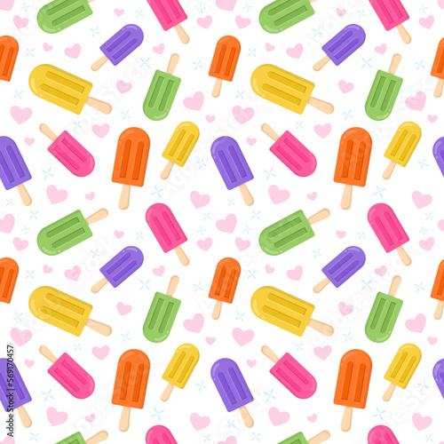 Hand drawn of colorful ice cream collection seamless pattern background