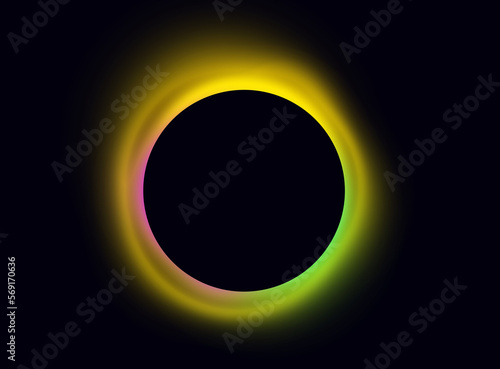 Illustration of a circle with light, color eclipe, sun, for logo or branding showcasing
