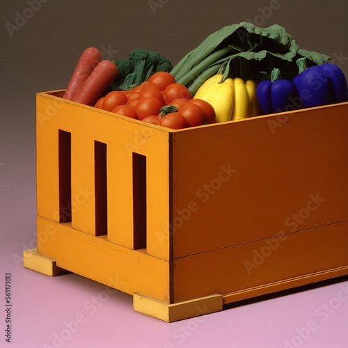 closeup of a vegetable crate designed by luis barragan and donald juddhd photo