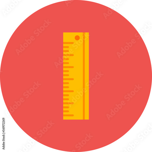Ruler Multicolor Circle Flat Icon