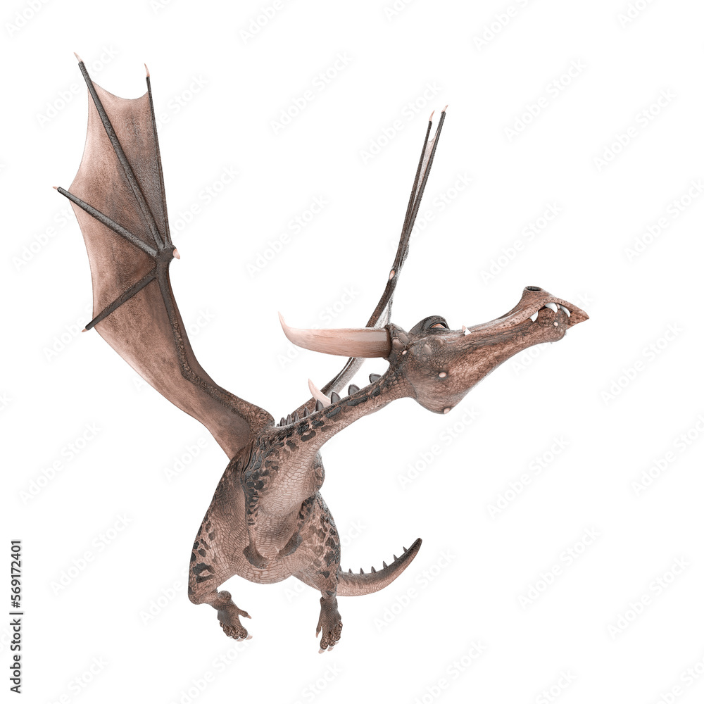 Obraz premium green dragon cartoon in a white background