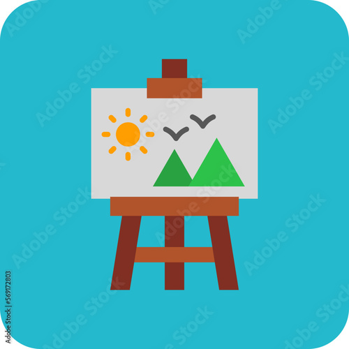 Canvas Multicolor Round Corner Flat Icon