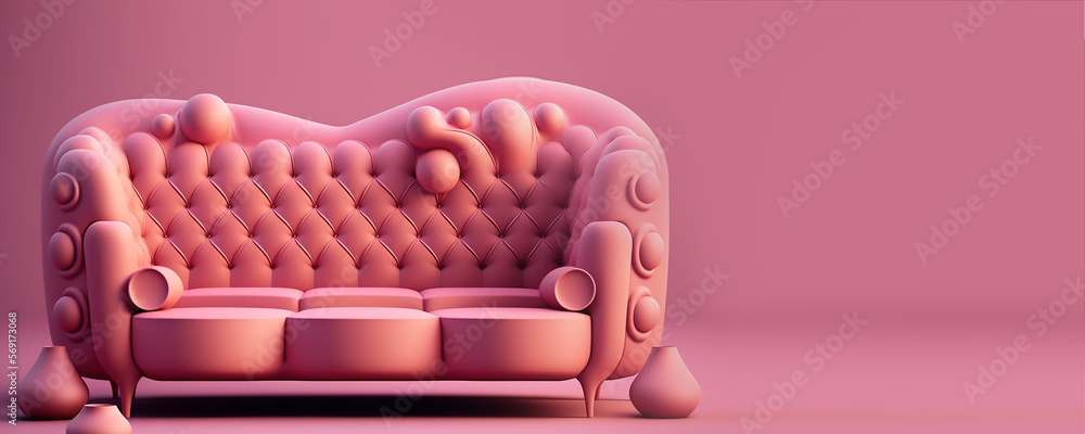 Obraz premium pink sofa isolated, Generative ai
