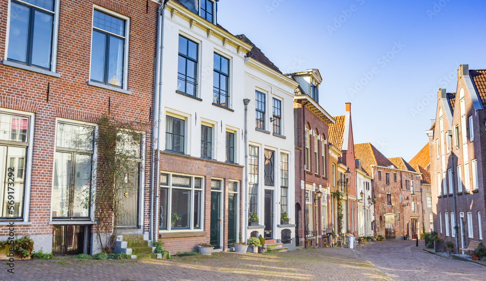 Panorama of a historic street in the center of Deventer, Netherlands