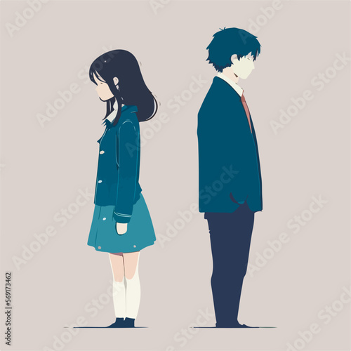 Love man woman relationship concept, hard love concept.  Complicated love, communication problem, separation, love therapy. EPS 10.
