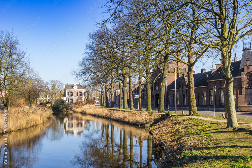 River Berkel flowing through the historic center of with Zutphen, Netherlands