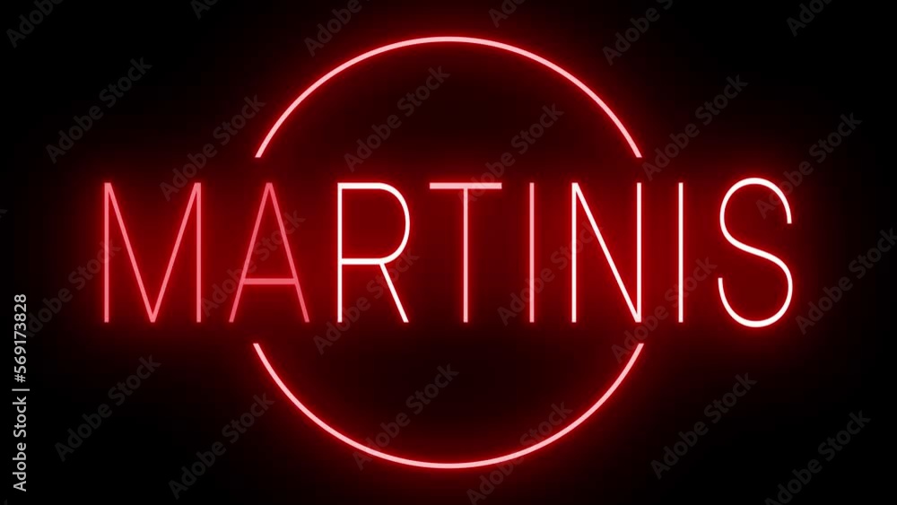 Flickering red retro neon sign glowing against a black background Flickering red retro neon sign glowing against a black background