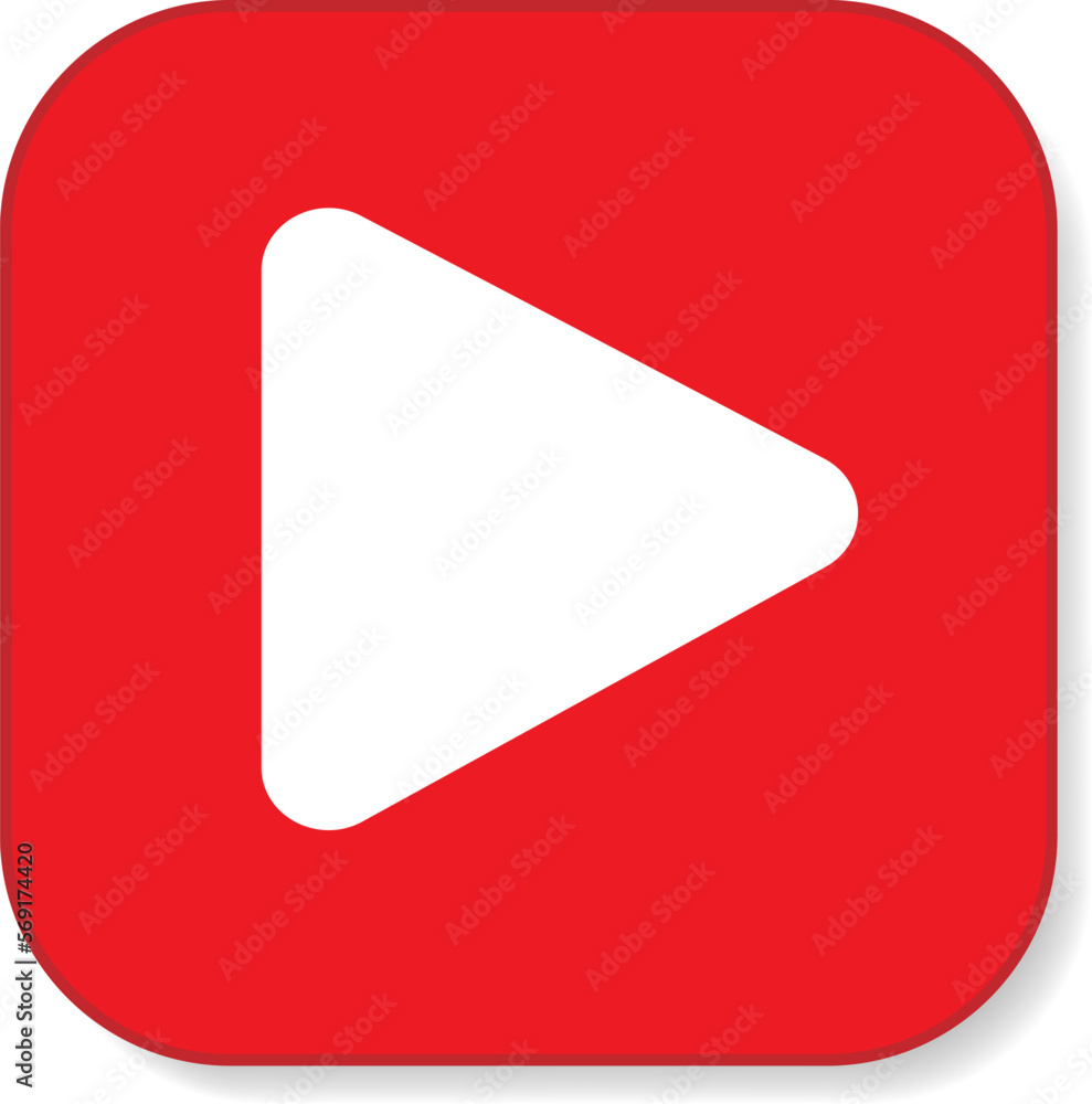 Play button symbol with shadow, video streaming, broadcasting icon isolated over white background vector illustration Play button symbol with shadow, video streaming, broadcasting icon isolated over white background vector illustration