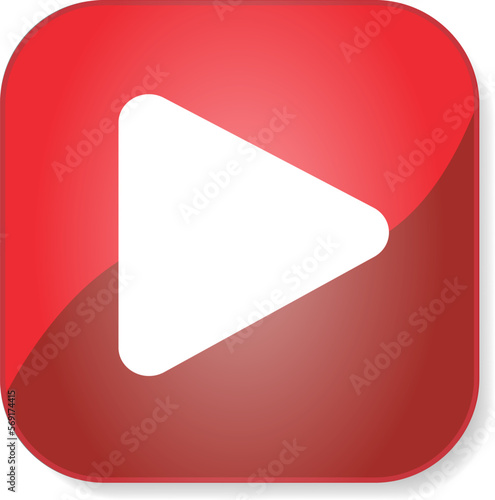 Play button symbol with shadow, video streaming, broadcasting icon isolated over white background vector illustration