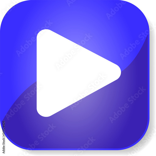 Play button symbol with shadow, video streaming, broadcasting icon isolated over white background vector illustration