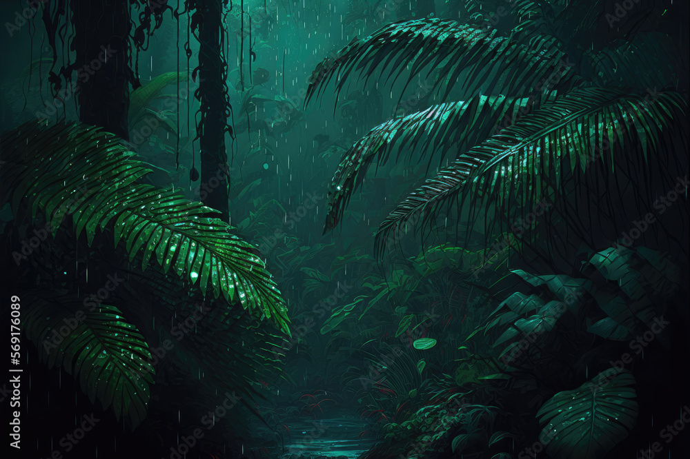 Dark Glowing Rain Forrest 