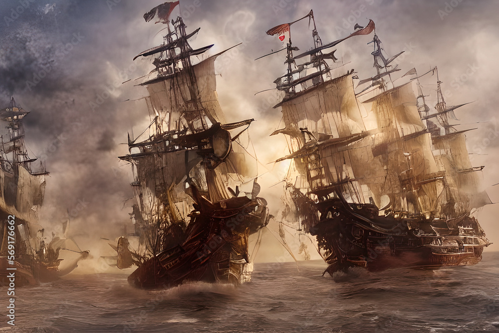 Pirate Ship Background Ultra Detailed Ultrarealism Volumetric