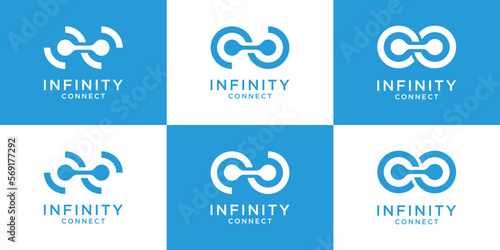 set logo design inspiration infinity and connection icon vector illustration