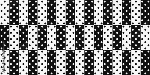 Checkers with polka dots inside. Vector print for surface application, can be seamless. Stylish design with vector pattern.