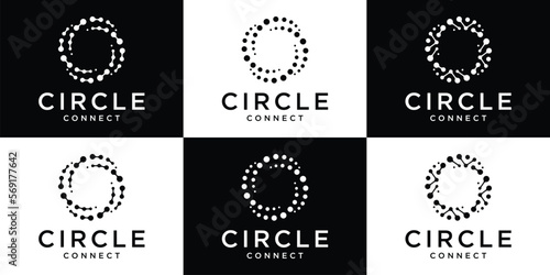 set logo design connection with circle icon vector inspiration